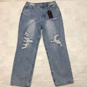 No Boundaries Super High Rise Straight distrerssed jeans size‎ 13 nwt